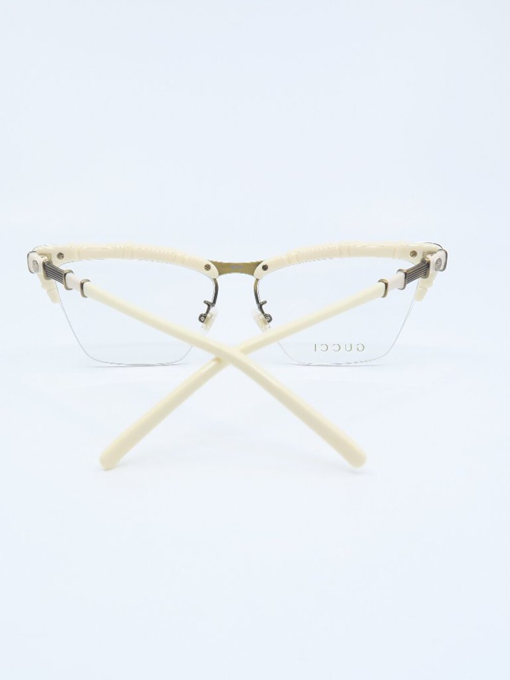 Gucci GG0660O 002 58mm White & Gold Semi Rimless Women's New Eyeglasses Frames. - Picture 6 of 7